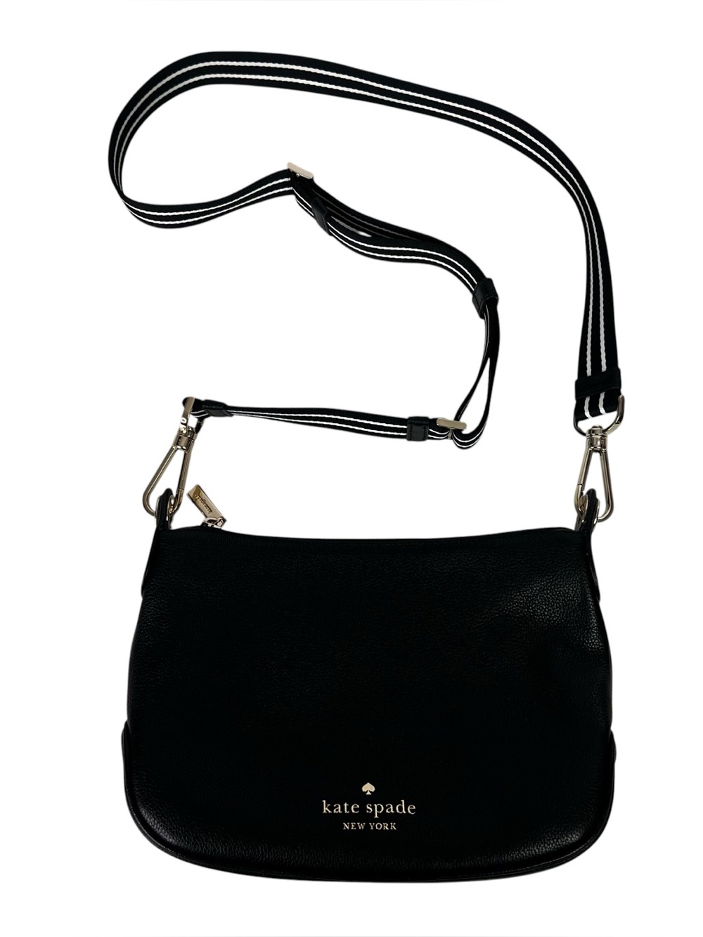 kate spade New York Small Women’s Pebble Leather Black Crossbody Bag Top Zip